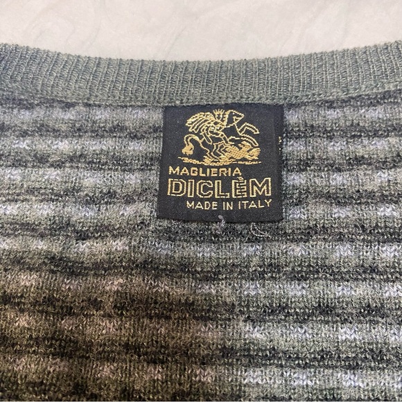 Vintage Made in Italy Maglieria Diclem Virgin Wool Blend V Neck Sweater Green - Picture 5 of 11